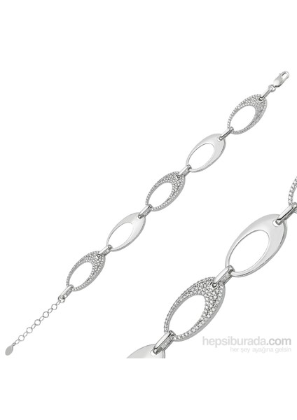 Bayan Lili Gümüş Oval Bileklik