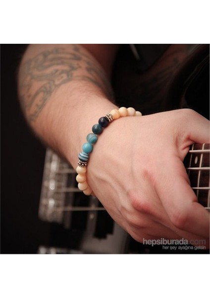 Mavi Akik Sedef Doğal Taş Bileklik