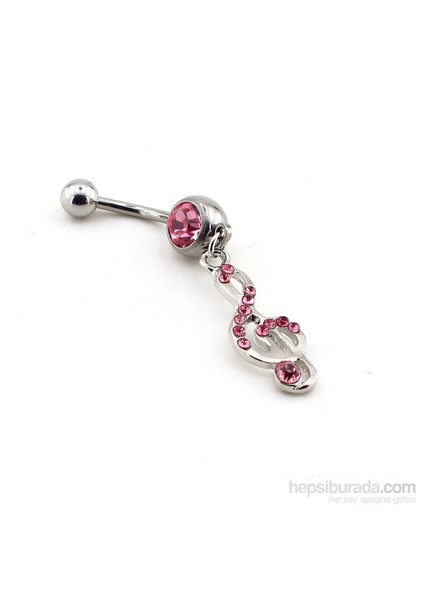 Pembe Sol Anahtarı Çelik Göbek Piercing P288