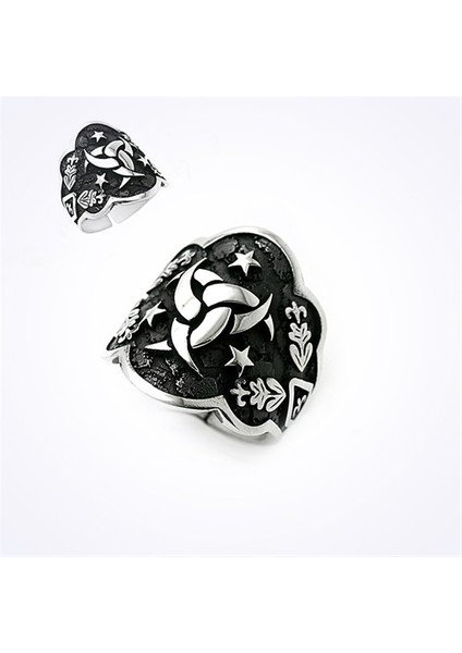 Osmanlı Mit Teşkilat Başparmak Taşsız Gümüş Erkek Yüzük