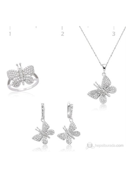 925 Zirkon Taşlı Kelebek Set ST1270091
