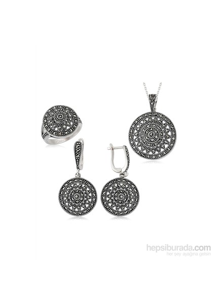 Tozlu Gümüş Markazit Yuvarlak Set 438298