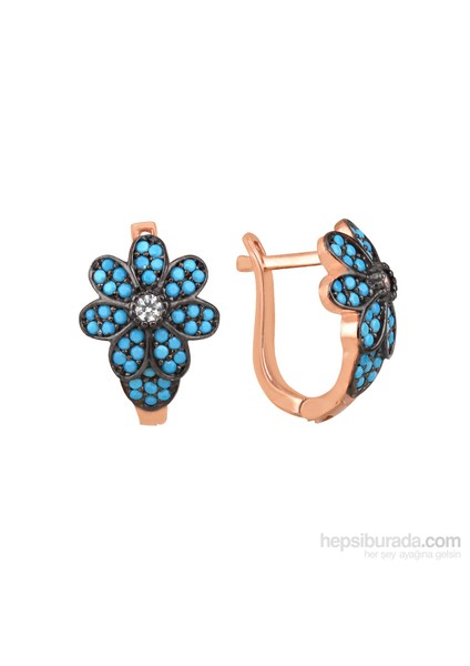 Firuze Taşlı Çiçek Küpe