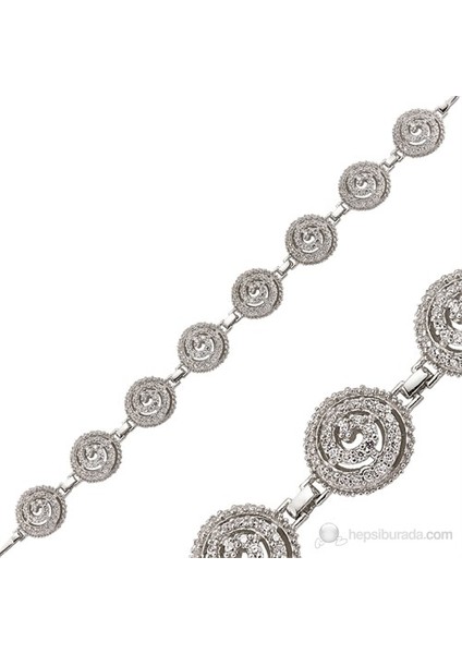 Bayan Lili Zirkon Taşlı Gümüş Girdap Bileklik
