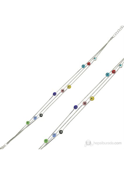 Cam Taşlı Nazarlı Gümüş Bileklik