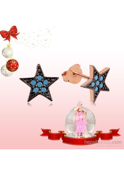 Tekbir Silver Gümüş Firuze Taşlı Yıldız Küpe