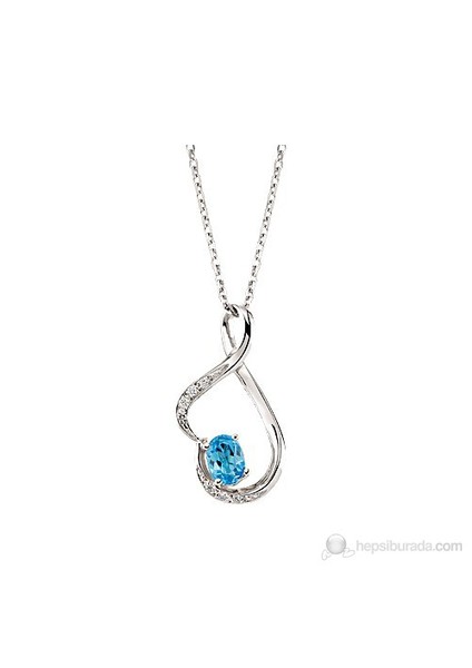 0.07 Karat Pırlanta 0.76 Karat Mavi Topaz Pırlanta Kolye GMY035