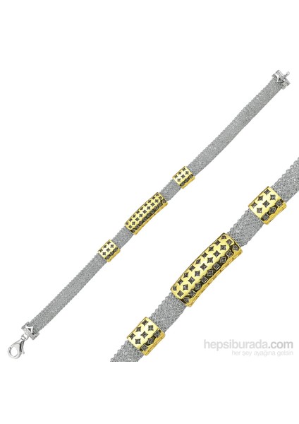 Gumush Gümüş Zirkon Taşlı File Bileklik