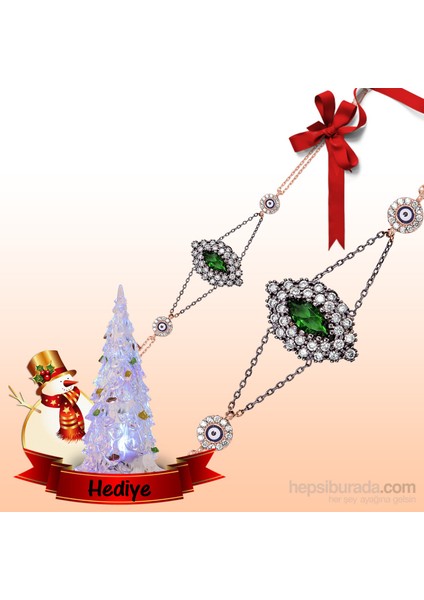 Bayan Lili Gümüş Yeşil Mekik Taşlı Otantik Bileklik