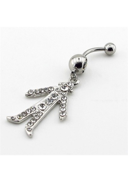 Parlak Taşlı Adam Göbek Piercing P218