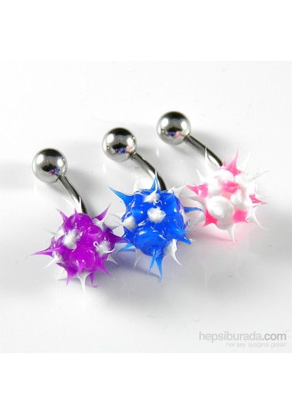 Renkli Slikon Uçlu Piercing 3 Adet Set P084