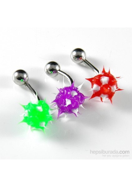 Renkli Slikon Uçlu Piercing 3 Adet Set P085