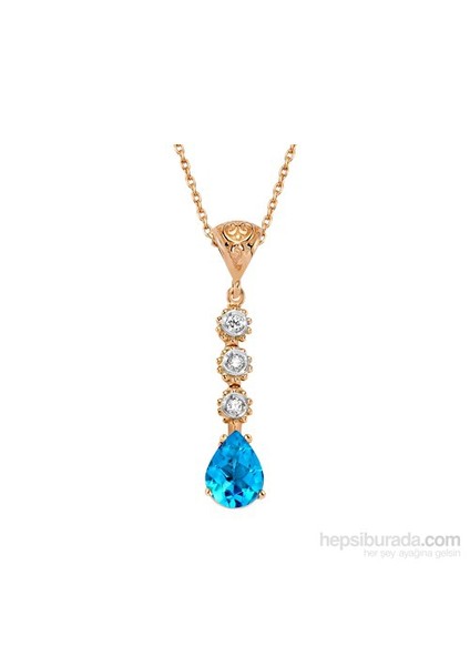 0.05 Karat Pırlanta 1.25 Mavi Topaz Kolye gzkl128