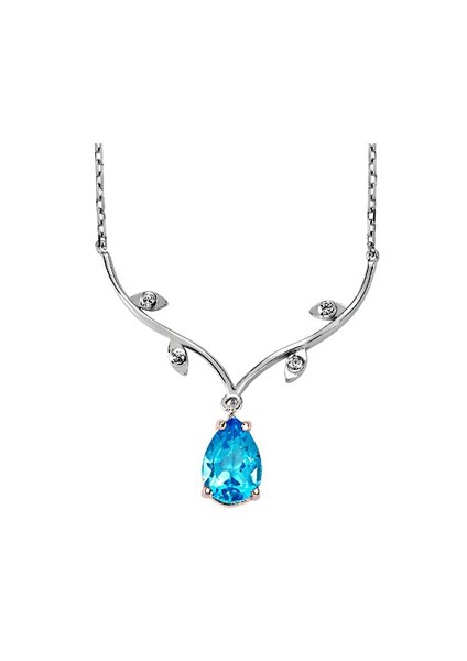 0.05 Karat Pırlanta 2.58 Mavi Topaz Pırlanta Kolyegzkl134