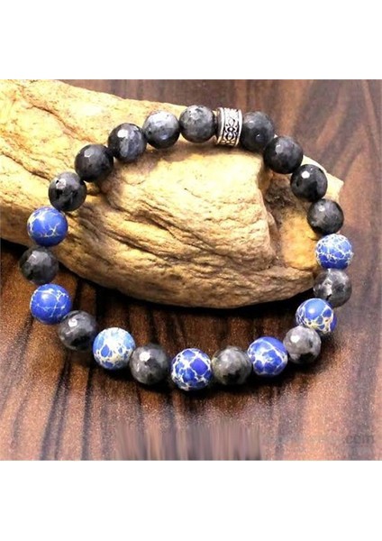 Mavi Azurit Labradorit Doğal Taş Bileklik