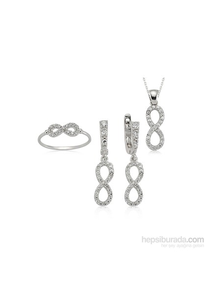 Gümüş Zirkon Taşlı Sonsuzluk Set 438251