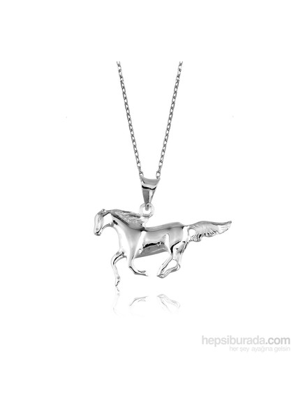 Bayan Lili Gümüş At Figürü Kolye