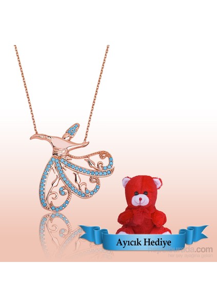 Gumush Gümüş Firuze Taşlı Semazen Kolye