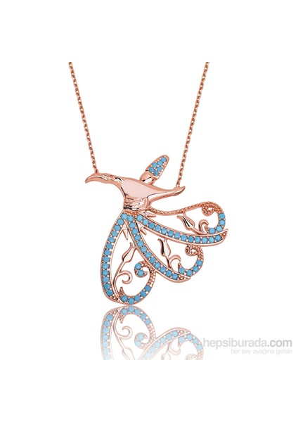 Gumush Gümüş Firuze Taşlı Semazen Kolye fiyatları