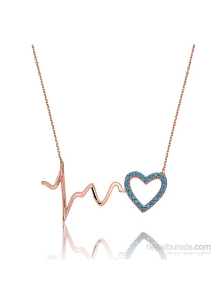 Bayan Lili Gümüş Firuze Taşlı Kalbin Ritmi Kolye