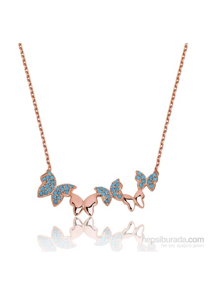 Bayan Lili Gümüş Bahar Kelebekleri Kolye