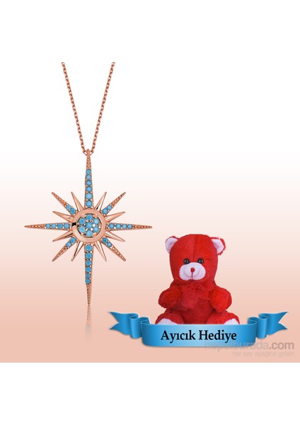 Bayan Lili Gümüş Firuze Taşlı Güneş Kolye