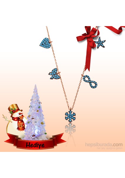 Gumush Gümüş Firuze Taşlı Şans Kolyesi