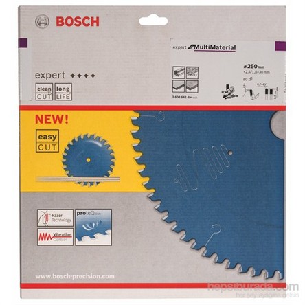 Bosch - Expert Serisi Çoklu Malzeme İçin Daire Testere Bıçağı - 250 X 30 X 2,4 Mm, 80 Diş