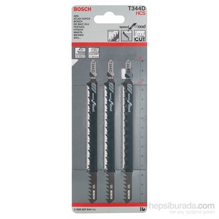 Bosch - Hızlı Kesim Serisi Ahşap İçin T 344 D Dekupaj Testeresi Bıçağı - 3'Lü Paket