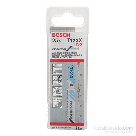 Bosch - Kademeli Artan Dişli Seri Metal İçin T 123 Xf Dekupaj Testeresi Bıçağı - 25'Li Paket