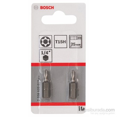 Bosch - 2'Li Paket - Ekstra Sert Seri T15H Security-Torx® Vidalama Ucu - T15H, 25 Mm