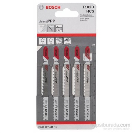Bosch - Temiz Kesim Serisi Polipropilen İçin T 102 D Dekupaj Testeresi Bıçağı - 5'Li Paket