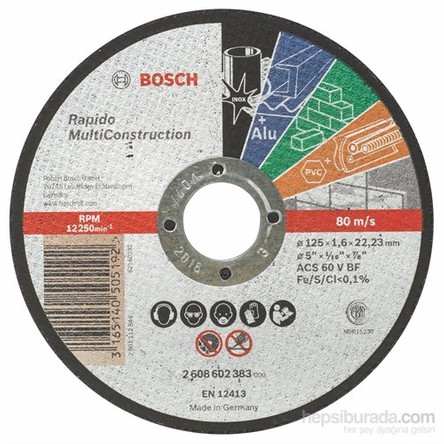 Bosch - Rapido Serisi Çoklu Malzemeler İçin Düz Kesme Diski (Taş) - Acs 46 V Bf, 125 Mm, 1,6 Mm