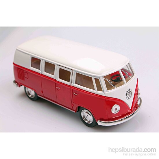 Kırmızı 1962 Volkswagen Classical Bus 1/32 Çek Bırak Die-Cast Model Araç