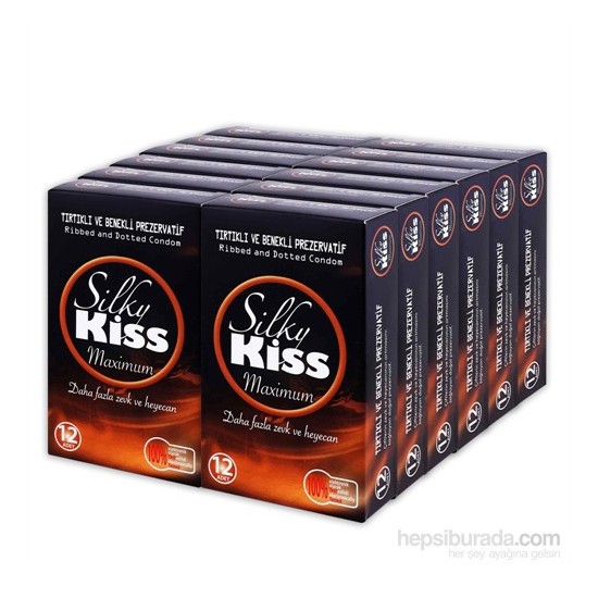Silky Kiss Maximum Tırtıklı-Benekli-Konturlu 12 Adet İthal Prezervatif 12'Li Kutu 144 Adet