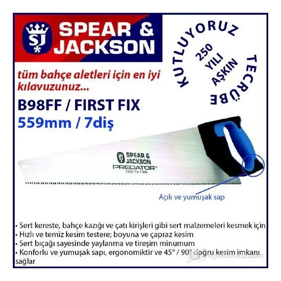 Spear And Jackson B98ff El Testeresi Sert Malzeme İçin