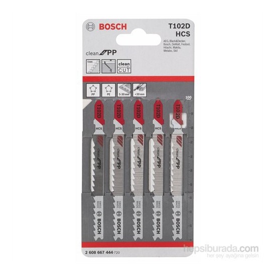 Bosch - Temiz Kesim Serisi Polipropilen İçin T 102 D Dekupaj Testeresi Bıçağı - 5'Li Paket