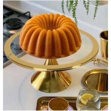 Evvehediyelikeşya Altın Rimli Ayaklı Kek ve Pasta Standı Ayaklı Pasta Tabağı 30 cm