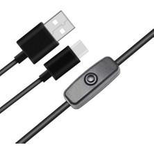 China Raspberry Pi 4 Type C 5V 3A On-Off Anahtarlı Güç Kablosu - 1 Metre