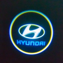 Waxen Hyundaı Kapı Altı Pilli LED Logo Hd Lens Karanlık ve Mesafe Sensörlü LED Işıklı Lamba