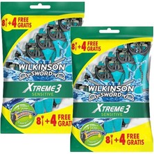 Wilkinson Sword Xtreme 3 Sensitive 8+4 Üç Bıçaklı Kullan At Tıraş Bıçağı 2 Paket