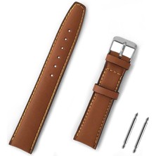 Saatse Açık Kahverengi Hakiki Deri Saat Kordonu Kayış 18mm