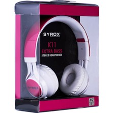 Syrox Syrok K11 Mikrofonlu Kablolu Kulaklık Pembe