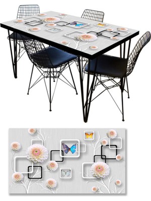 Sticker Art Masa Kaplama Folyosu Mobilya Masa Kaplama Folyoları Kare Kelebek Çiçek
