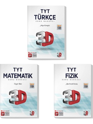 3D Yayınları 2022 TYT Türkçe Matematik Fizik Soru Bankası Seti (3 Kitap)