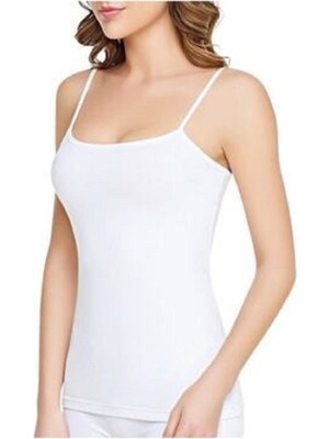 Tutku Kadın Beyaz Pamuklu Ribana Ip Askılı Atlet 3 Lü Esnek Kumaş ve Rahat Kesim Özellikli