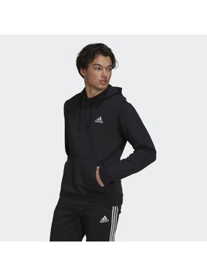 adidas Essentials Fleece Erkek Siyah Kapüşonlu Sweatshirt