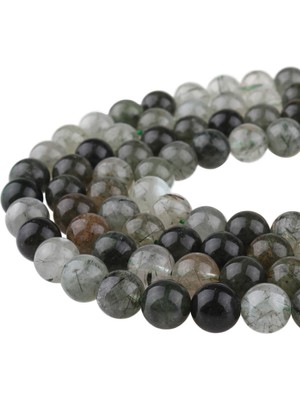 Dünya Doğal Taş 10 mm Yeşil Rutil Kuvars Taşı Dizi