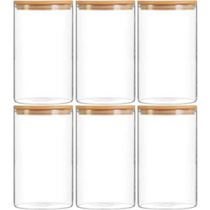 Karçiçeği Home 6'lı 1000 ml. Bambu Kapaklı Kavanoz Takımı