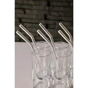 Çilek Ev Şeffaf 6'Lı Cam Düz Pipet Sağlıklı Cam Pipet